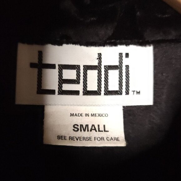 Teddi Vintage Womens Black Velour Full Zip Textured Jacket Small - Picture 5 of 6